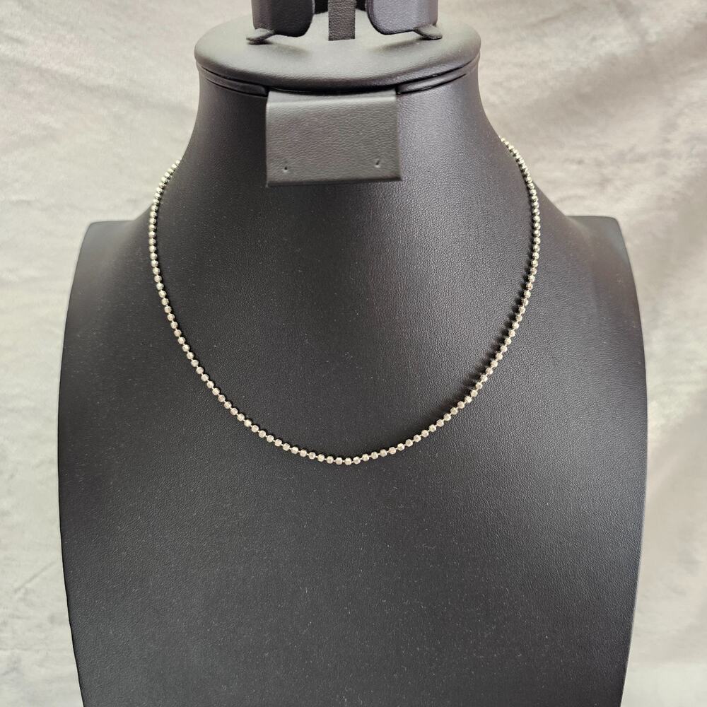 Az Italy 925 Sterling Silver Diamond Cut Bead Ball Chain Necklace 18" Faceted